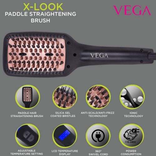 Vega X-Look Paddle Straightening Brush - VHSB-02VEGA VHSB-02 X-Look - Simply Brush - Paddle Straightening Brush with Ionic Technology (Black)
Vega Paddle Straightening Brush is a perfect combination of hair straigSondaryam AppliancesVega