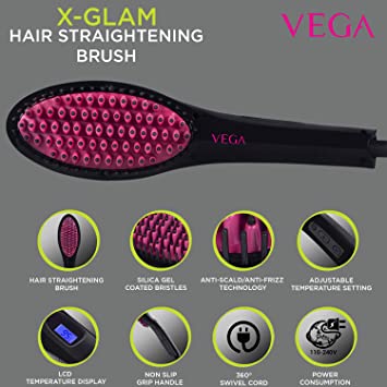 Vega VHSB-01 X-Glam Straightening BrushThe Vega X-Glam Straightening brush is ideal to get silky and straight hair. A perfect combination of hair straightener and hair brush, this tool will solve all yourSondaryam AppliancesVega VHSB-01