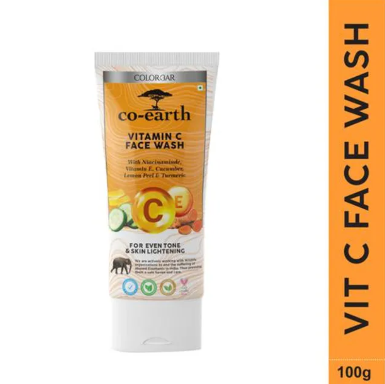 ColorBar Co-Earth Vitamin C Face Wash - For Even Tone & Skin Lightening, 100 g