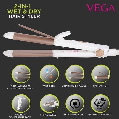 Vega VHSC-02 2 In 1 Wet & Dry Hair StylerGet a marvelous new avatar everyday and be the talk of the town with Vega 2 in 1 Hair Styler. Now, straight and sleek looks to wavy and textured looks are at your fiSondaryam AppliancesVega VHSC-02 2
