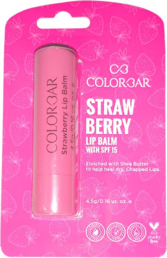 COLORBAR STRAWBERRY LIP BALM SPF 15 ENRICHED WITH SHEA BUTTER TO HELP HEAL DRY, CHAPPED LIPS