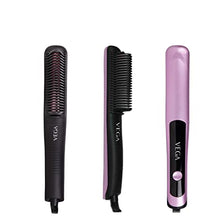 Load image into Gallery viewer, Vega VHSC-03 X-Sleek Straightening CombGet silky, smooth and sleek hair with the innovative X-Sleek Straightening Comb from Vega. An adventurous combination of hair straightener and hair comb, this new geSondaryam AppliancesVega VHSC-03
