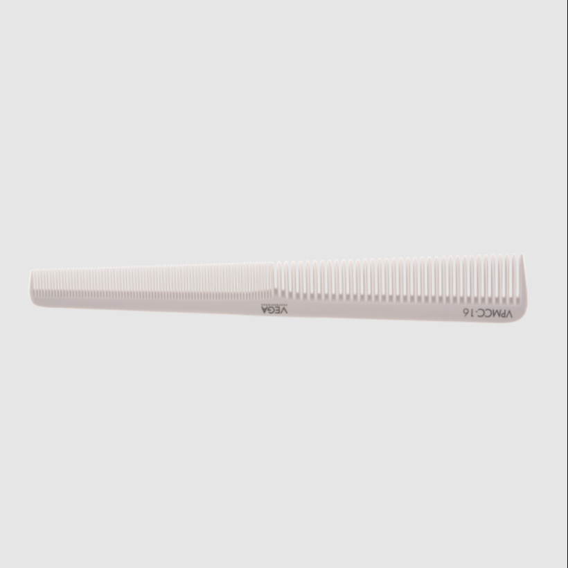 Vega Carbon Barber Comb-White Line - VPMCC-16