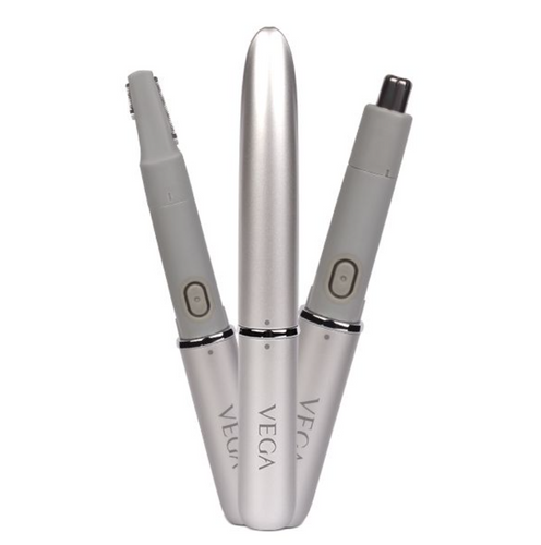 VEGA EZY 2-in-1 UNISEX TRIMMER-VHBT-02Groom on-the-go with Vega EZY 2-in-1 unisex Trimmer. The Unisex Trimmer has two attachments and effectively trims hair from face, nose and body. The Precision blade Sondaryam VEGA EZY 2-