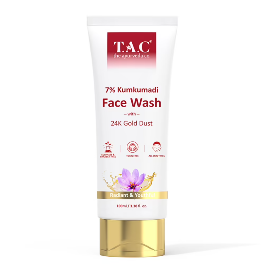 TAC - The Ayurveda Co. 7% Kumkumadi Face Wash with 24k Gold Dust & Saffron For Glowing Skin