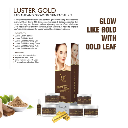 FYC LUSTER GOLD RADIANT AND GLOWING SKIN FACIAL KITsondaryam is the leading name in the chain of cosmetics and departmental stores in jaipur . , sondaryam  has been a pioneer in delivering top quality genuine productSondaryam FYC LUSTER GOLD RADIANT