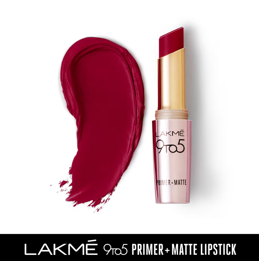 Lakme 9to5 Primer + Matte Lip Color - Burgundy Passion