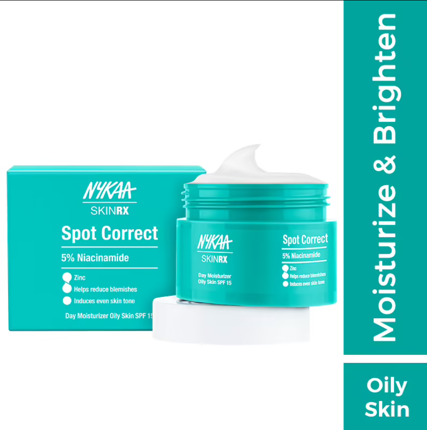 Nykaa SKINRX Oil Free 5% Niacinamide Spot Correct Day Moisturiser with SPF 15 for Oily Skin