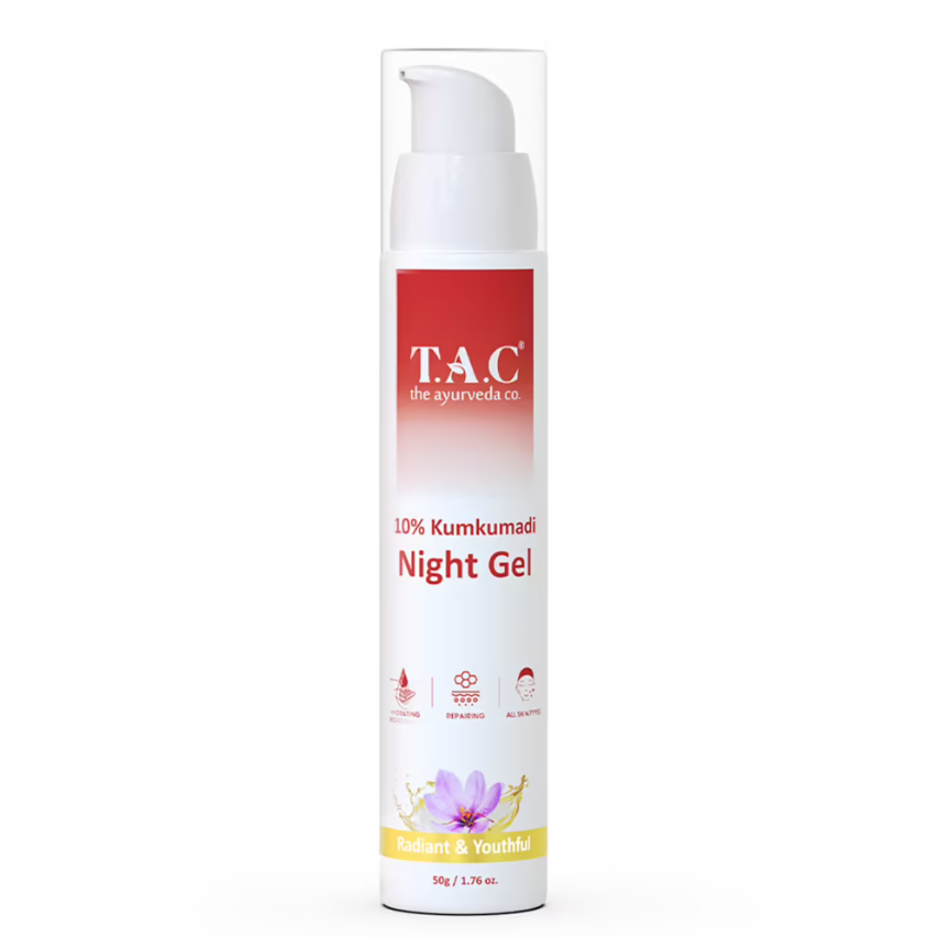 TAC - The Ayurveda Co. 10% Kumkumadi Night Gel with Saffron, Hydrating Cream for Pigmentation
